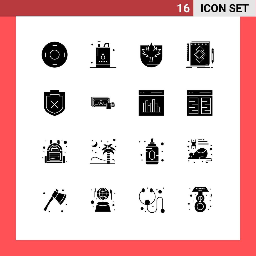 16 gebruiker koppel solide glyph pak van modern tekens en symbolen van ontwikkeling identiteit macht gereedschap schild bewerkbare vector ontwerp elementen