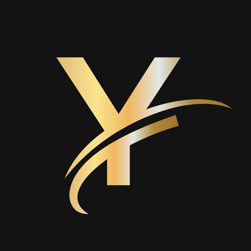 eerste brief y logo ontwerp met swoosh teken logotype gebaseerd alfabet bedrijf logo vector