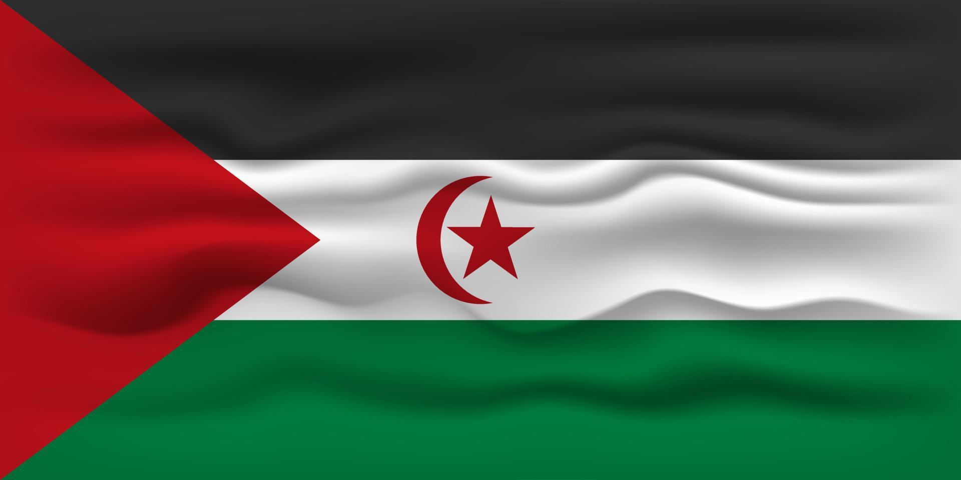 golvend vlag van de land sahrawi Arabisch democratisch republiek. vector illustratie.