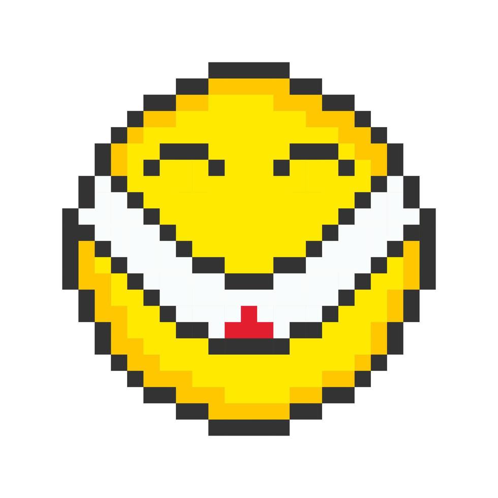 lacht gezicht icoon. pixel kunst emoticons. vector illustratie.