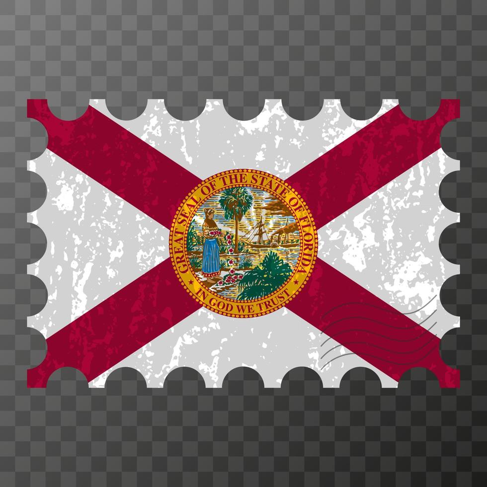 port postzegel met Florida staat grunge vlag. vector illustratie.