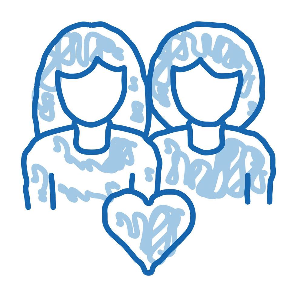 Dames homoseksueel liefde lesbienne tekening icoon hand- getrokken illustratie vector