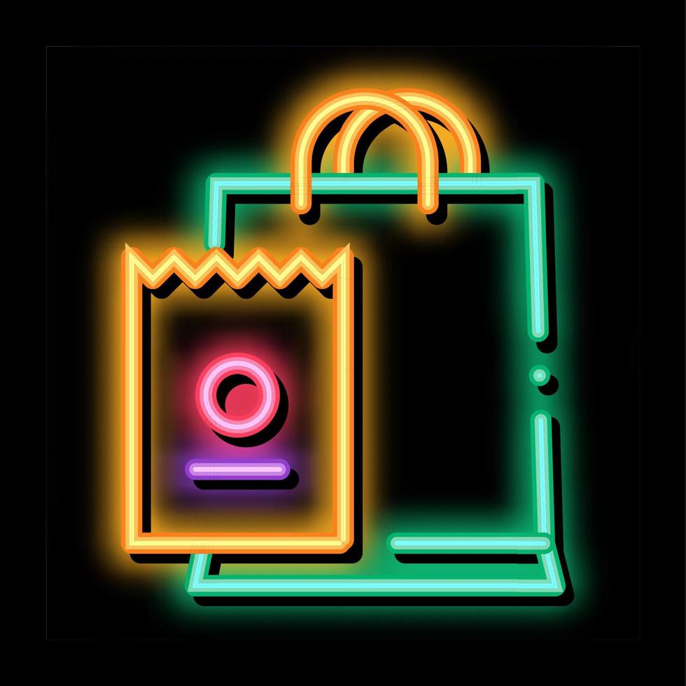 zak en bon neon gloed icoon illustratie vector