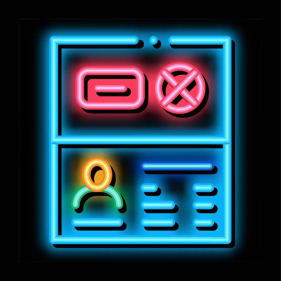 paspoort ontkenning neon gloed icoon illustratie vector