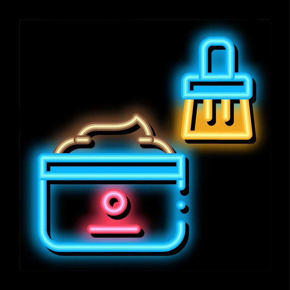 schoen room borstel neon gloed icoon illustratie vector