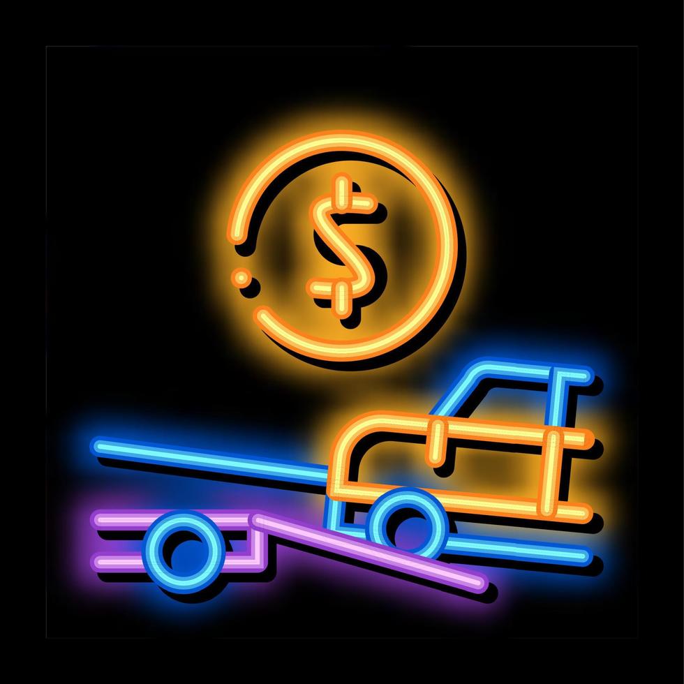 evacueer auto munt neon gloed icoon illustratie vector