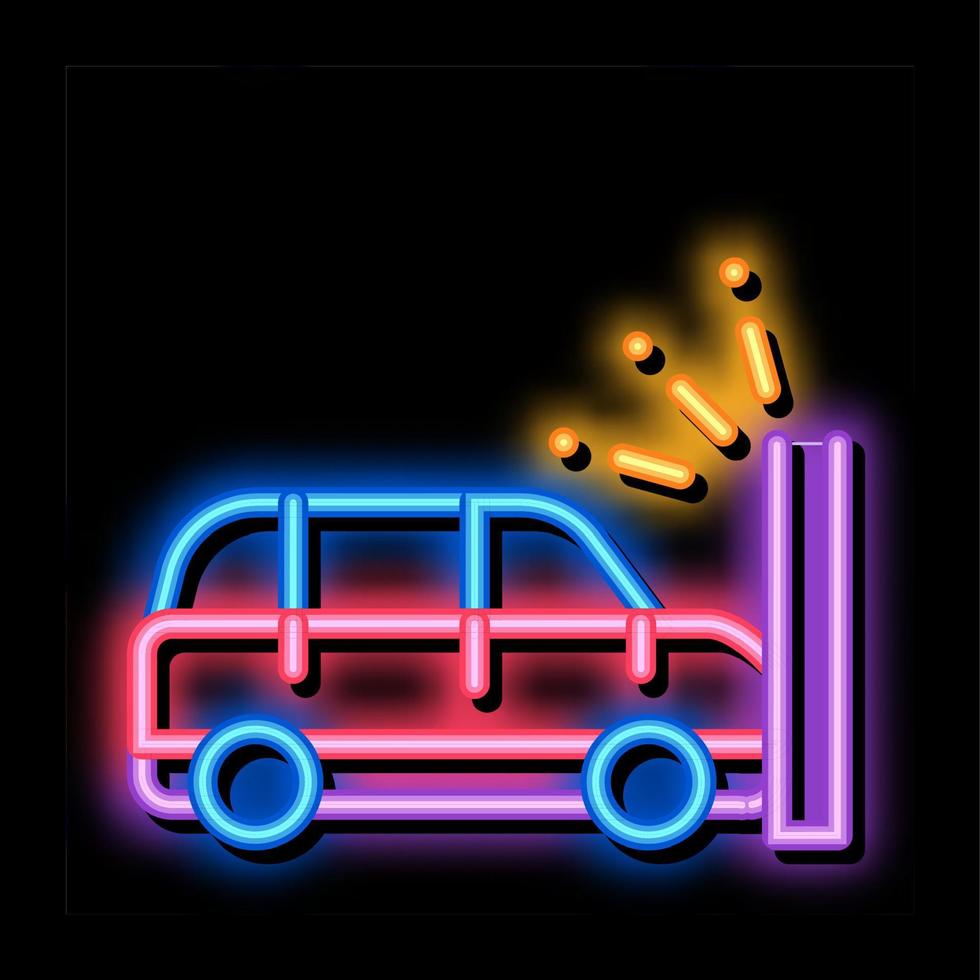 Botsing auto muur neon gloed icoon illustratie vector