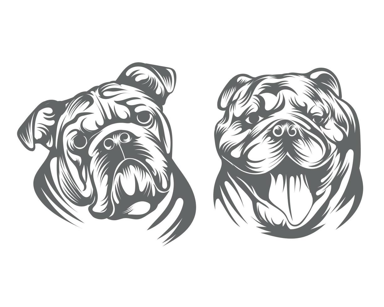 zwart en wit bulldog silhouet vector