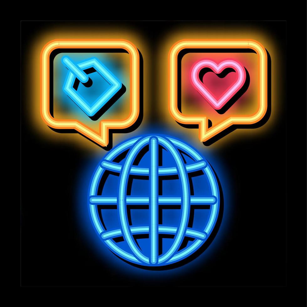 wereldwijd wereldbol neon gloed icoon illustratie vector