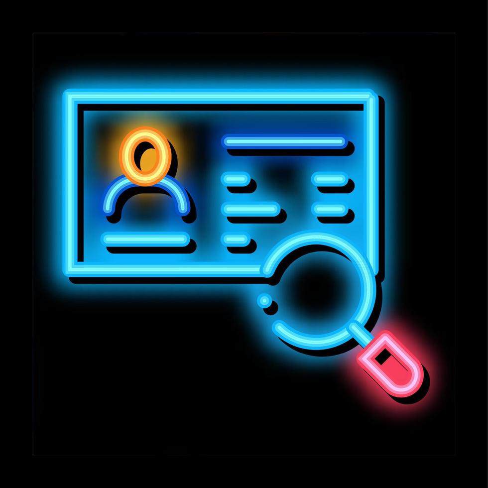 paspoort Onderzoek neon gloed icoon illustratie vector