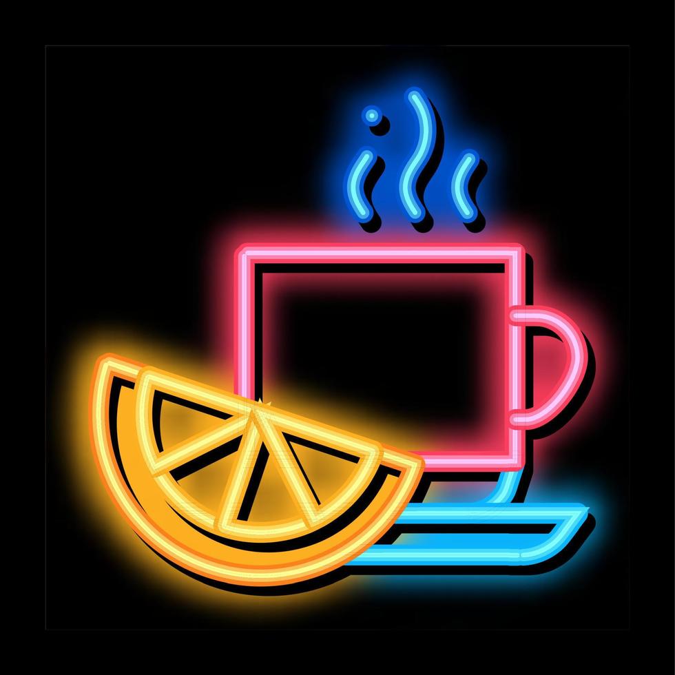 citroen thee kop neon gloed icoon illustratie vector