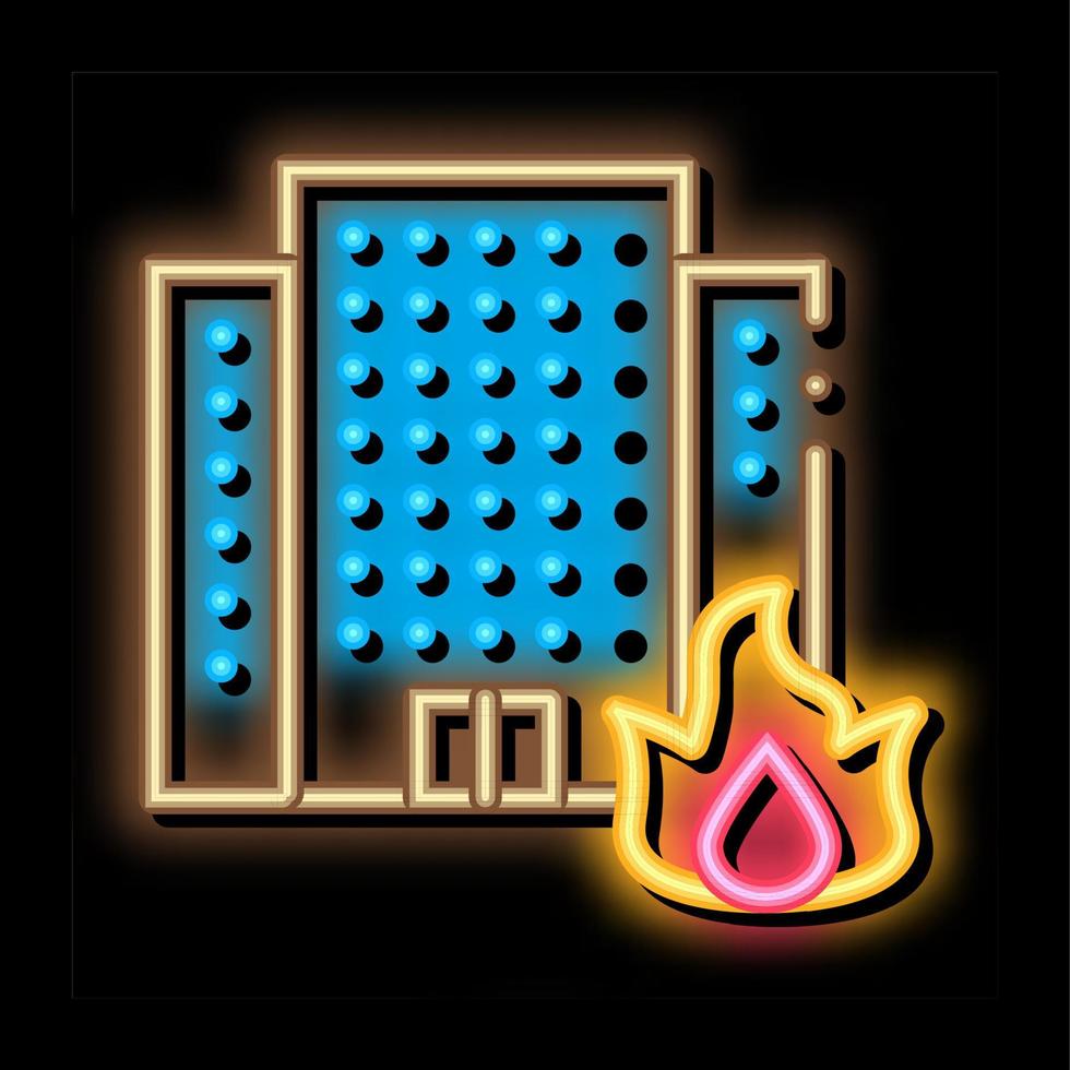 brandend gebouw huis neon gloed icoon illustratie vector