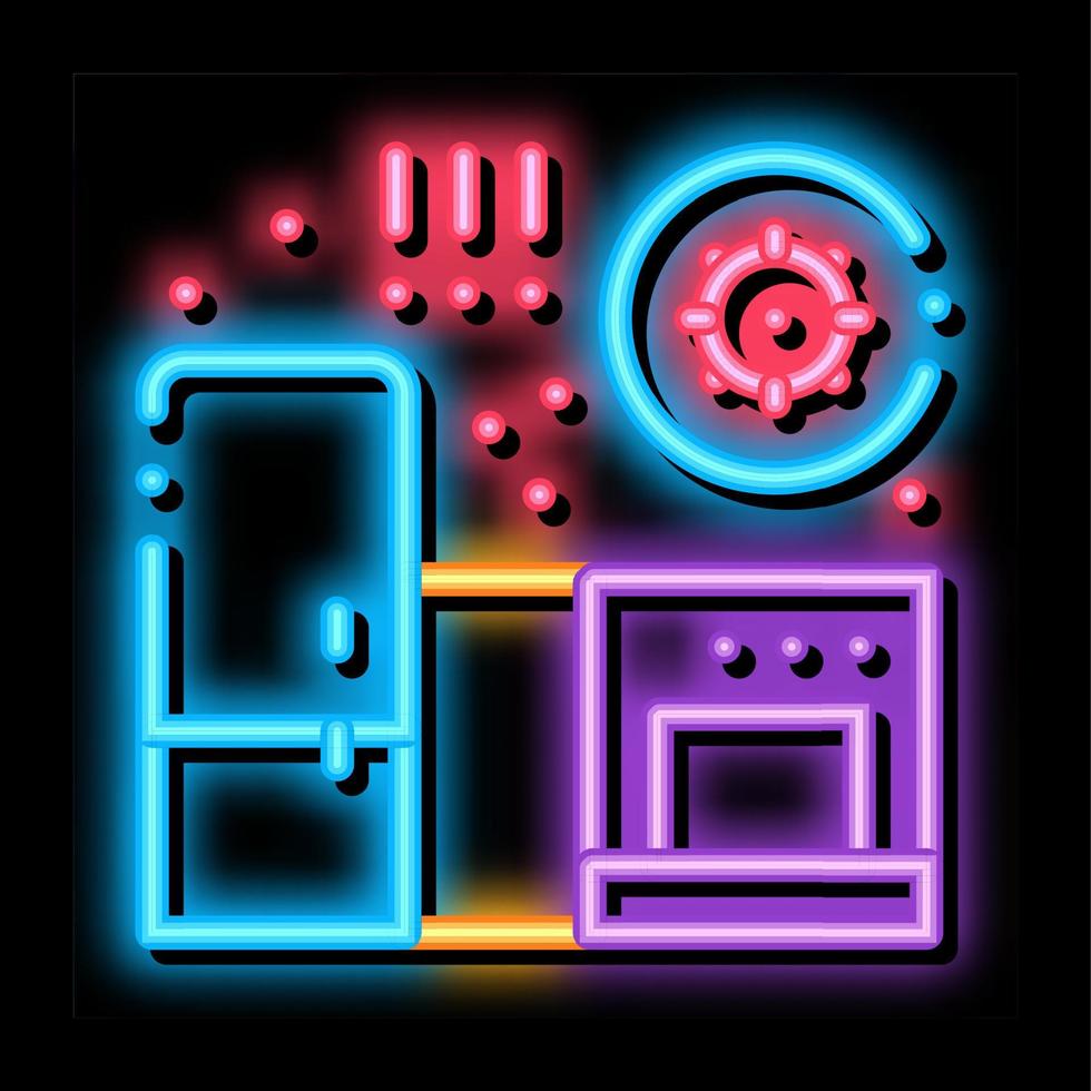 schadelijk bacterie in keuken neon gloed icoon illustratie vector