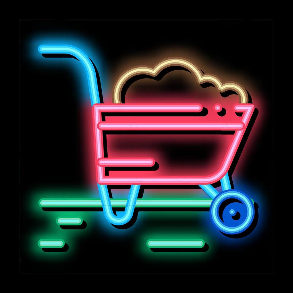 kunstmest trolley neon gloed icoon illustratie vector