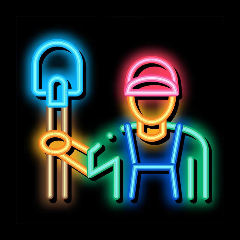 Schep arbeider neon gloed icoon illustratie vector