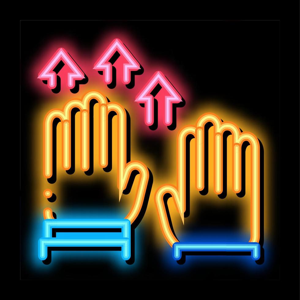 verhogen handen neon gloed icoon illustratie vector