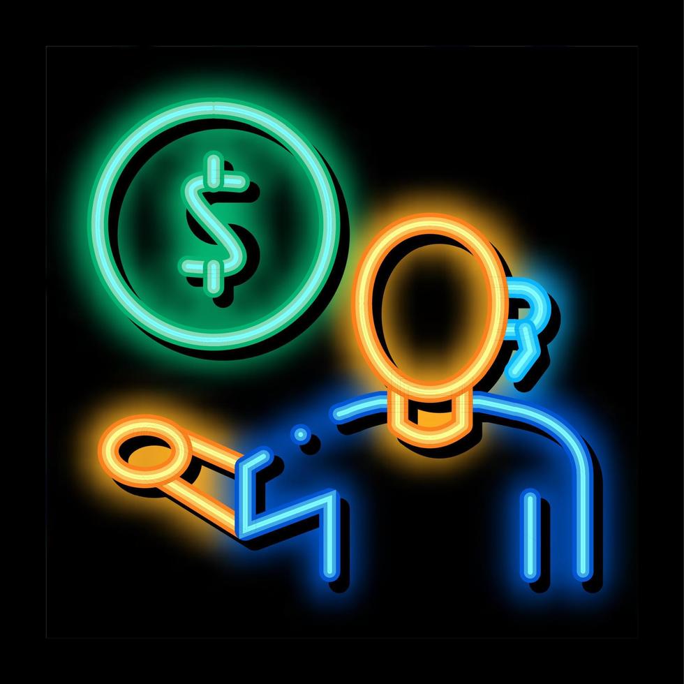 geld problemen neon gloed icoon illustratie vector