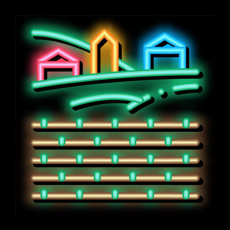 tuin in dorp neon gloed icoon illustratie vector