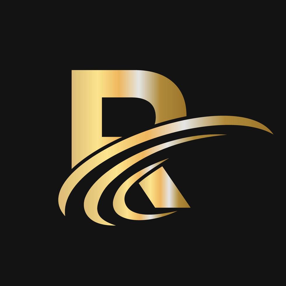 eerste brief r logo ontwerp met swoosh teken logotype gebaseerd alfabet bedrijf logo vector