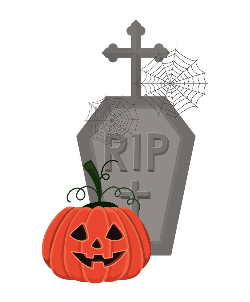 Halloween-pompoen met ernstig ontwerp vector