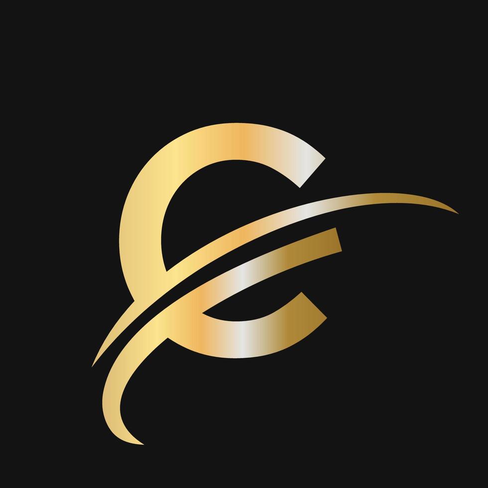 eerste brief c logo ontwerp met swoosh teken logotype gebaseerd alfabet bedrijf logo vector