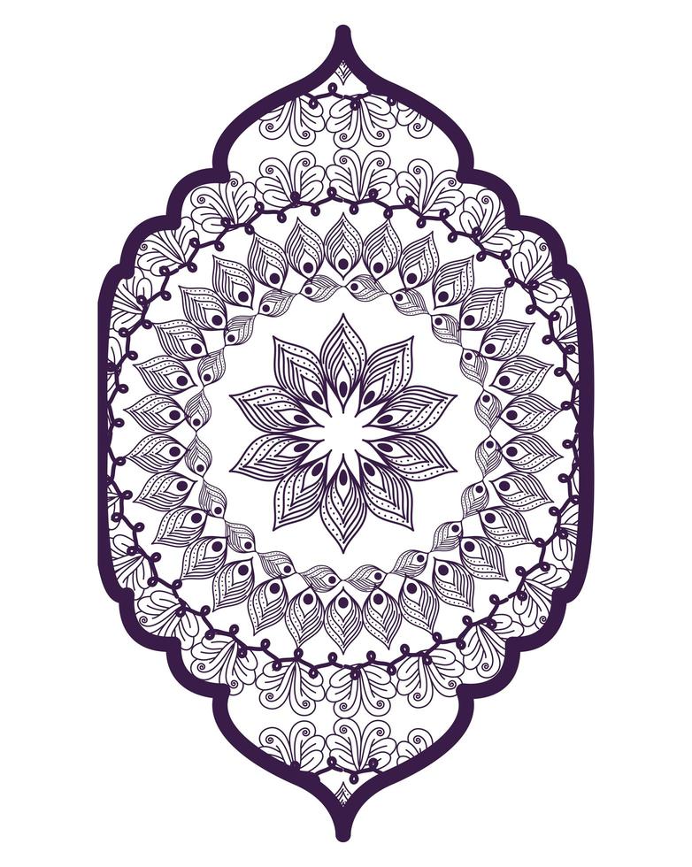 mandala in frame paars ontwerp vector