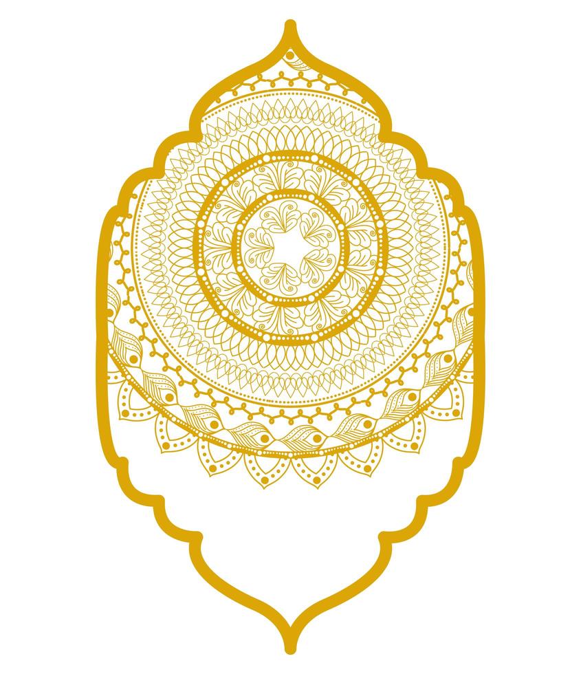 mandala in frame gouden ontwerp vector