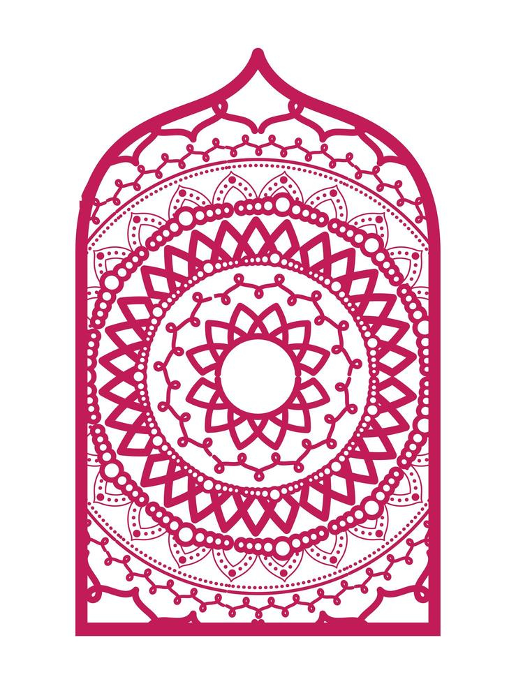 mandala in frame roze ontwerp vector