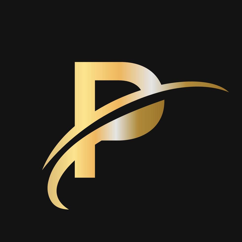 eerste brief p logo ontwerp met swoosh teken logotype gebaseerd alfabet bedrijf logo vector