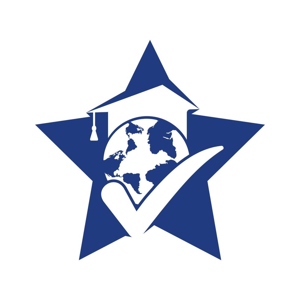 onderwijs wereld vector logo sjabloon met wereldbol en leerling hoed symbool.