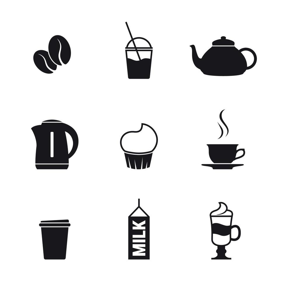 koffie pictogrammen zwart Aan een wit backround vector