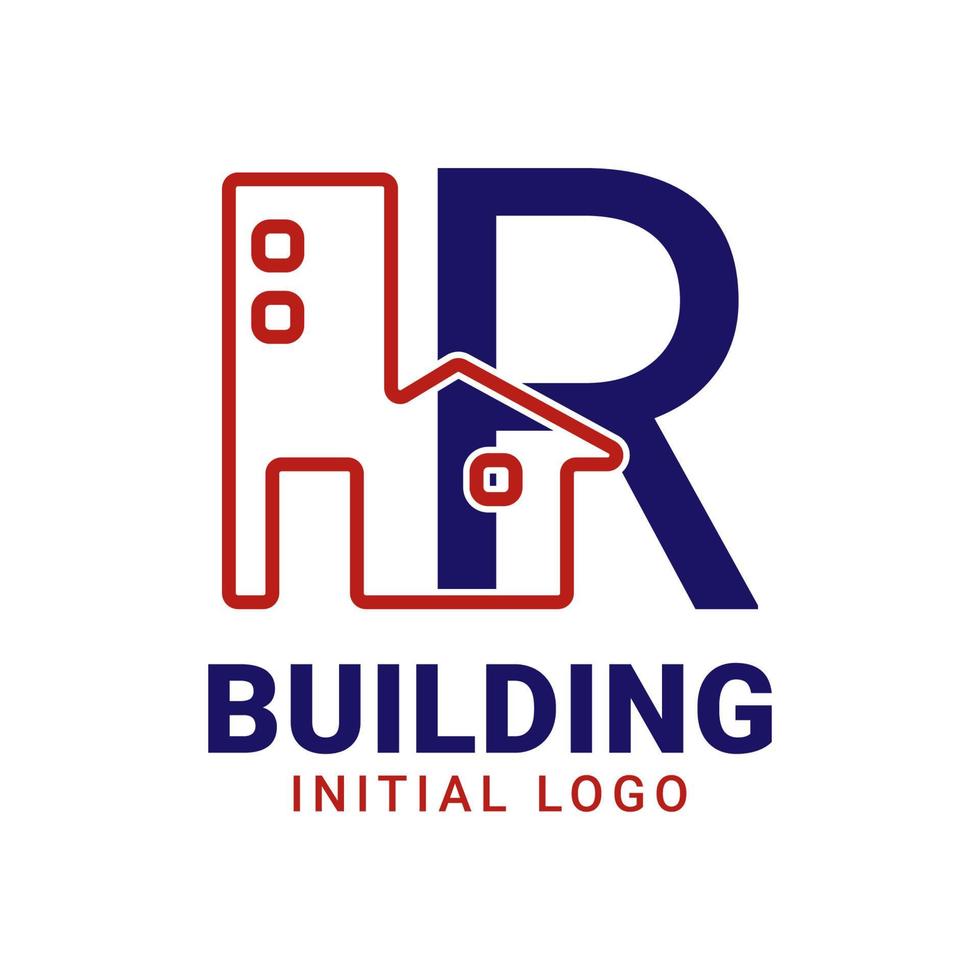 brief r gebouw eerste vector logo ontwerp