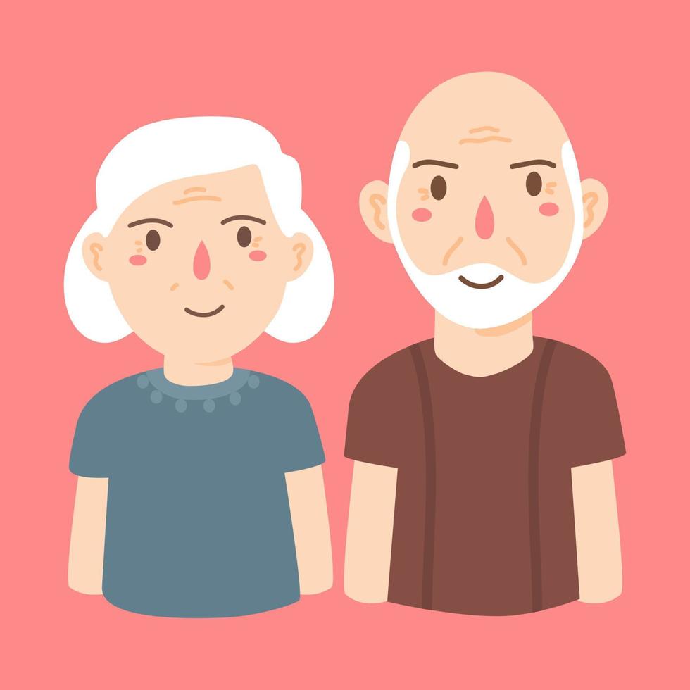 glimlachen oud Mens en vrouw grootouders vector