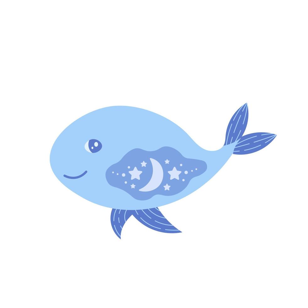 schattig blauw walvis vector illustratie