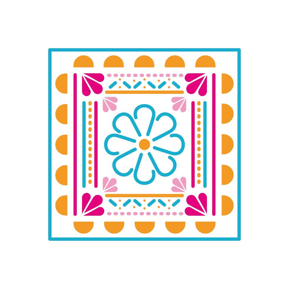 Mexicaans pictogram van een bloem met kleuren vector