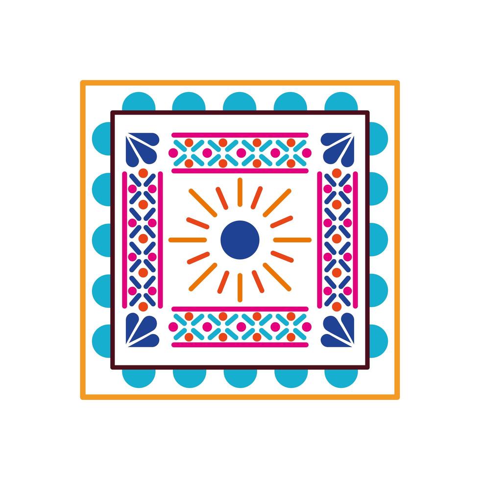 Mexicaanse icoon van een zon met kleuren vector