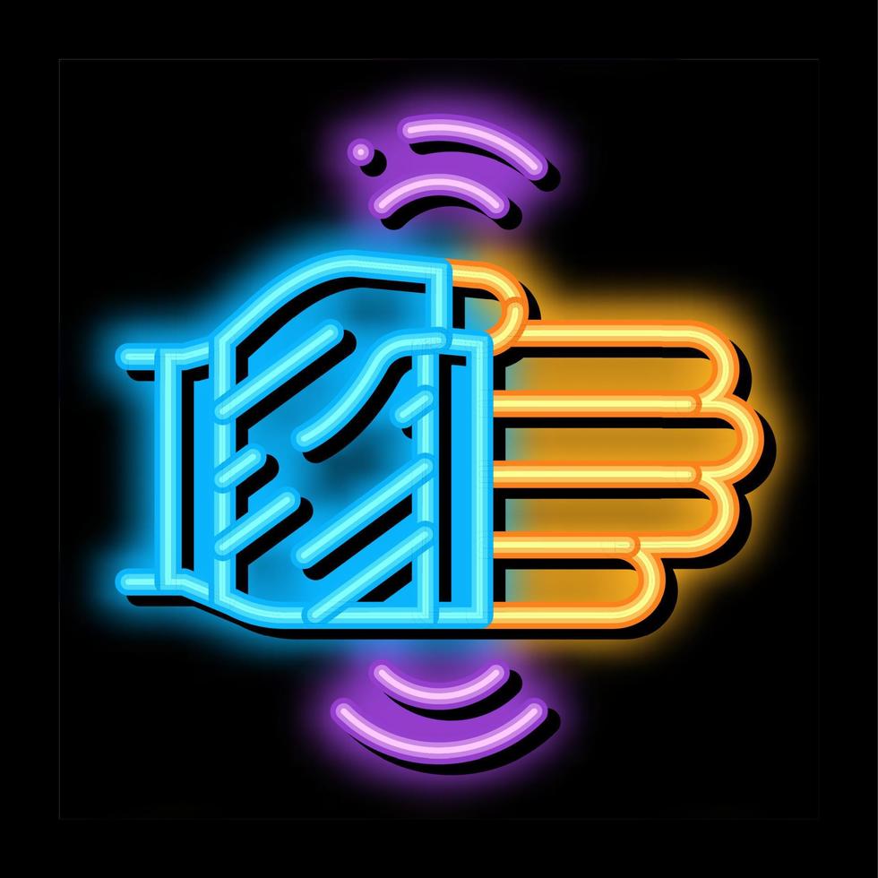 hypothermie van hand- neon gloed icoon illustratie vector