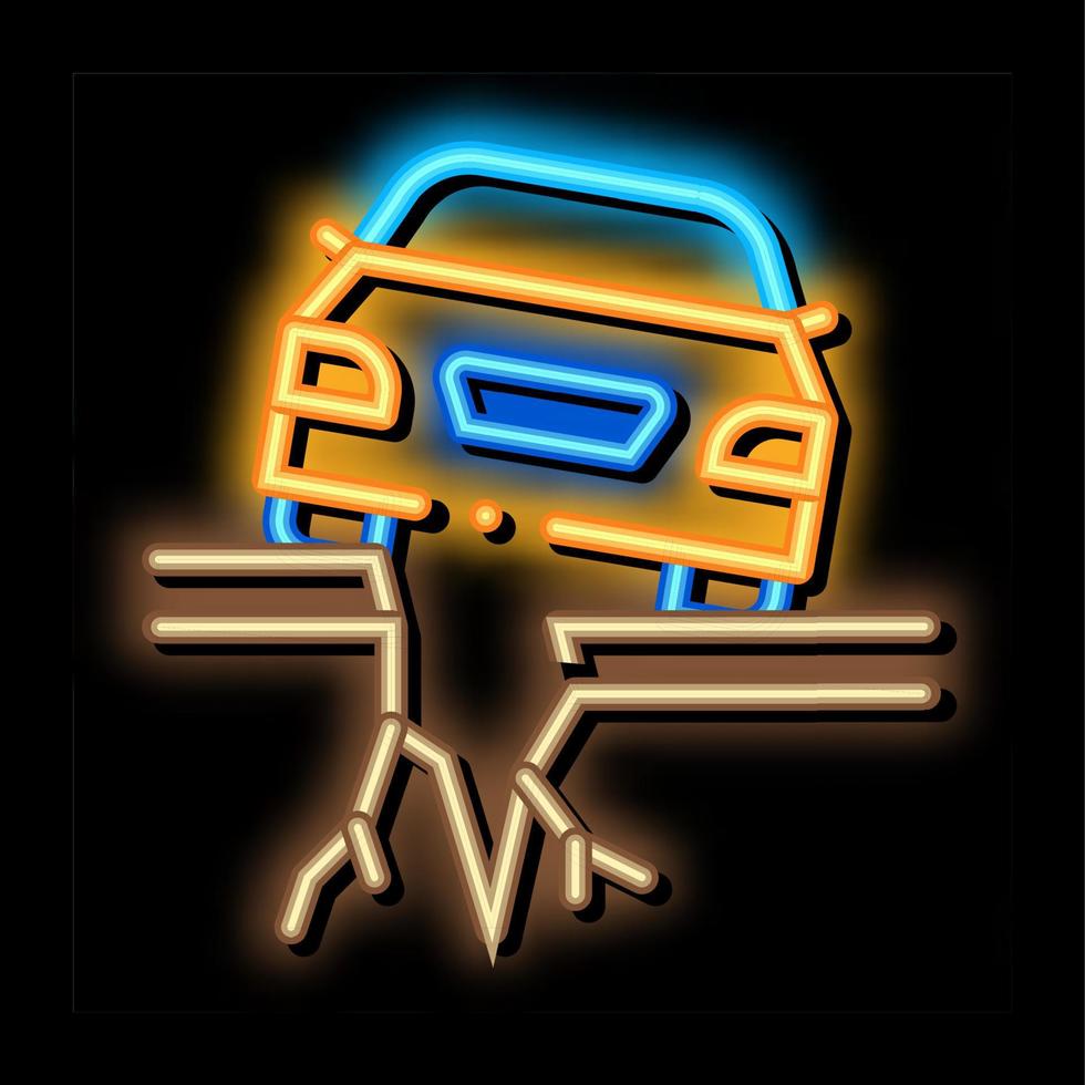 aardbeving onder auto neon gloed icoon illustratie vector