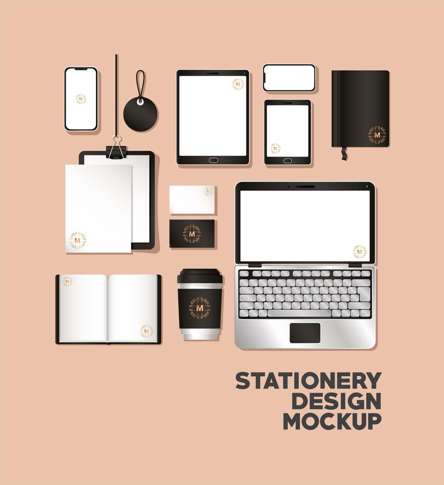 mockup set met zwart merkontwerp vector