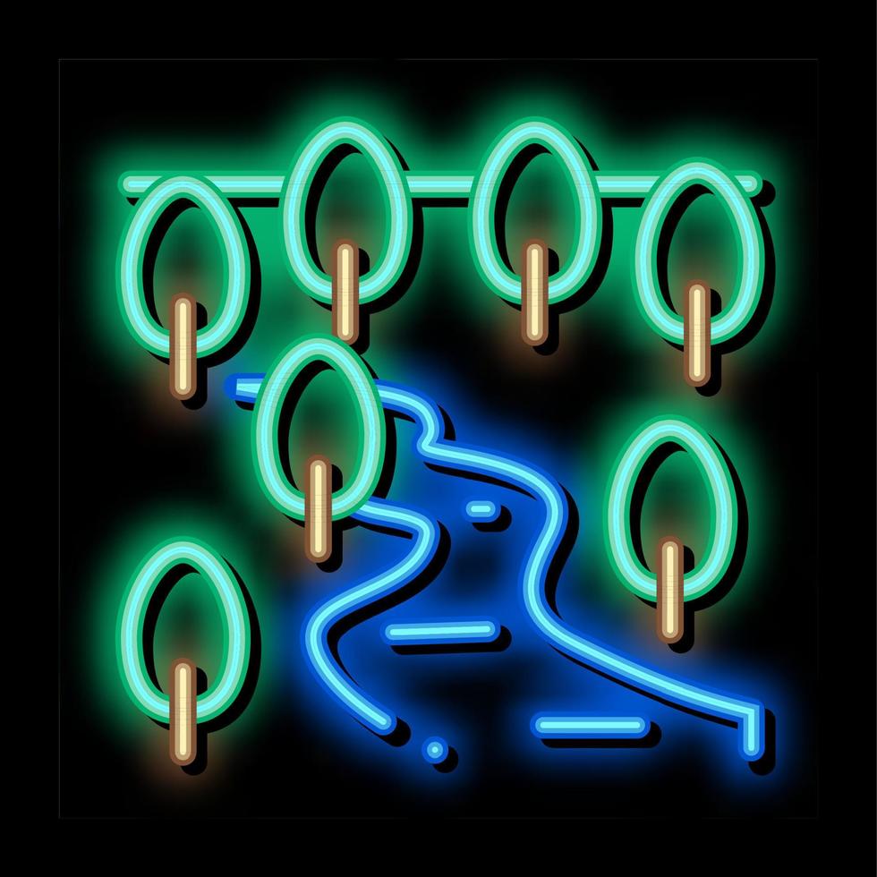 rivier- landschap neon gloed icoon illustratie vector
