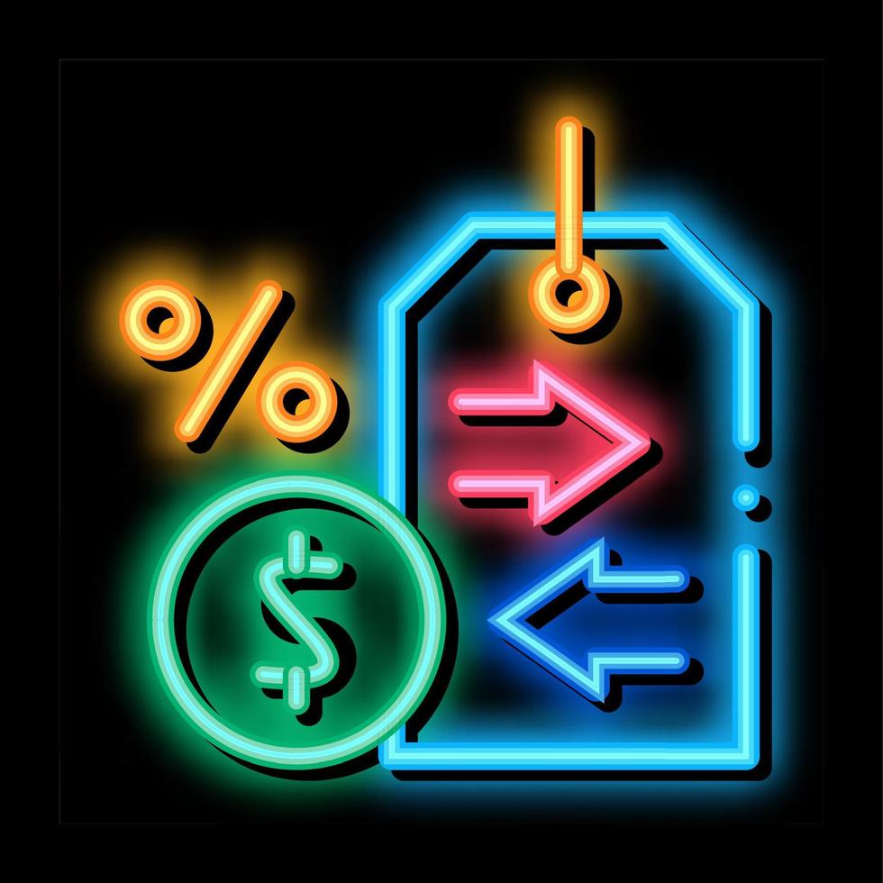 contant geld interesseren prijs label neon gloed icoon illustratie vector