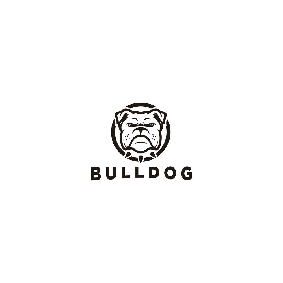 bulldog hoofd logo ontwerp sjabloon met postzegel effect. vector illustratie.