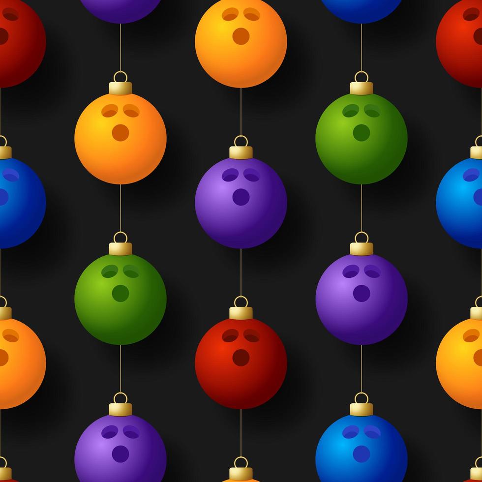 Kerst opknoping bowlingbal ornamenten naadloze patroon vector