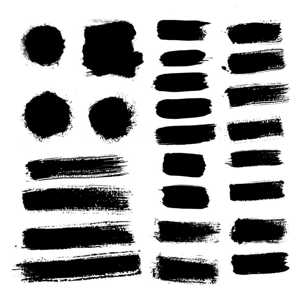 vector reeks grunge borstel slag, zwart penseel, textuur achtergrond