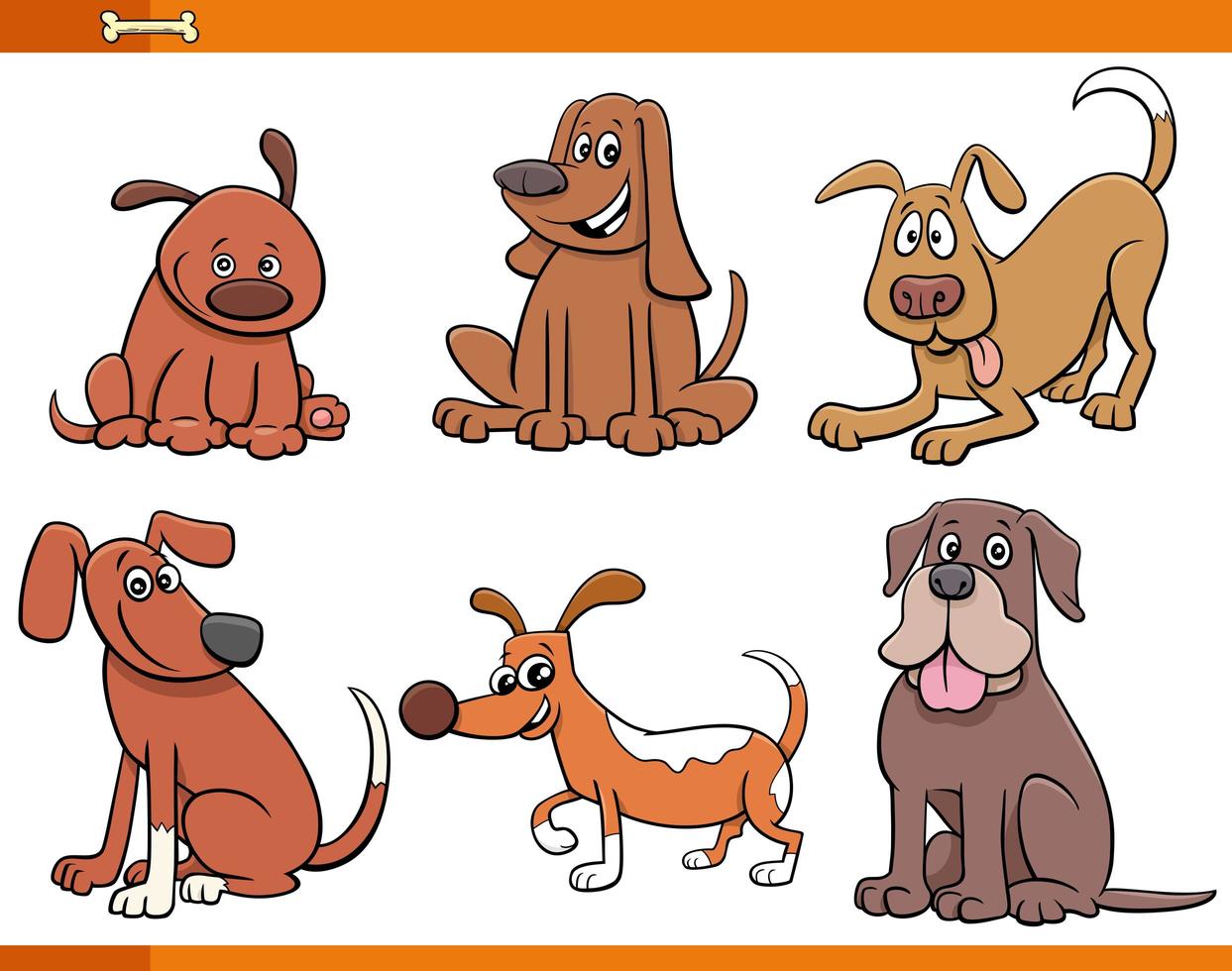 honden en puppy's schattige dieren tekenset vector