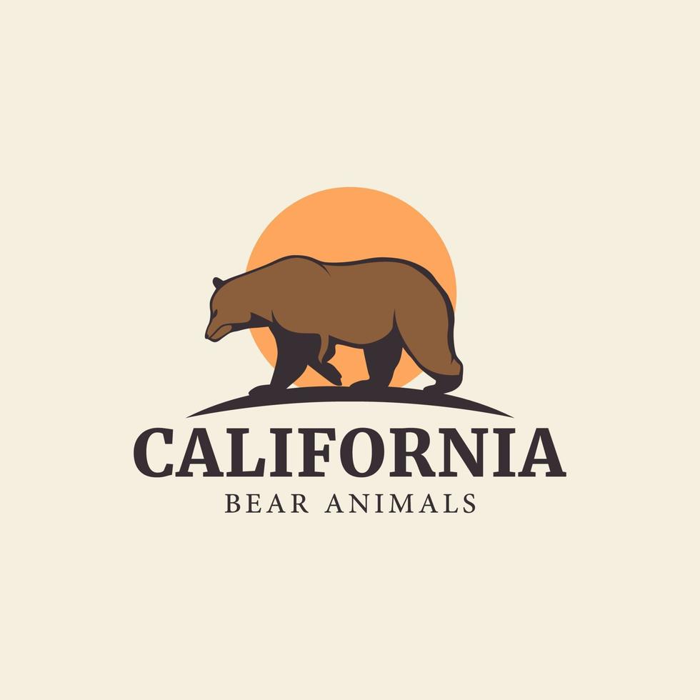 Californië wijnoogst typografie grizzly beer logo vector berg en symbool illustratie ontwerp