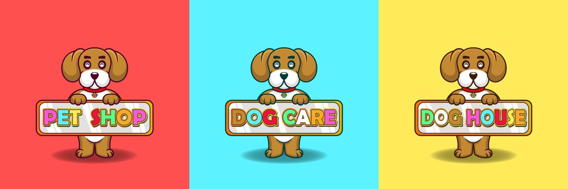 schattig hond Holding een merk op bord. schattig hond illustratie voor branding behoeften. vector