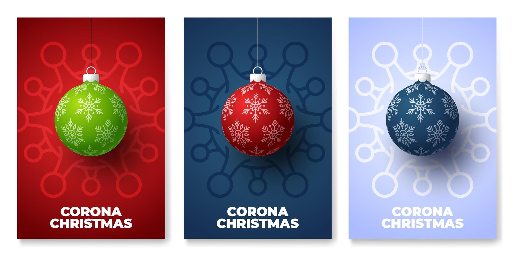 kerstbal coronavirus gevaar poster set vector