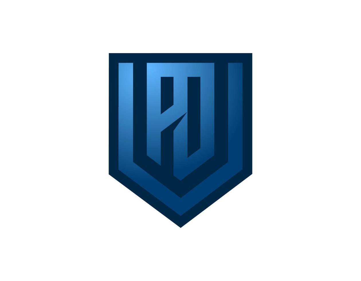 veiligheid logo monogram pdv blauw metaal schild icoon illustratie stijl ontwerpen Sjablonen vector