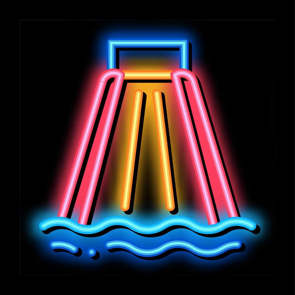 glijbaan voor gaan naar beneden naar zwembad neon gloed icoon illustratie vector